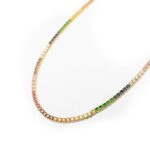SILVER 925 GOLD PLATED COLORED TENNIS NECKLACE