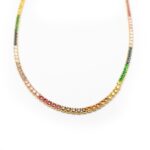 Silver 925 Gold Plated Colored Tennis Necklace