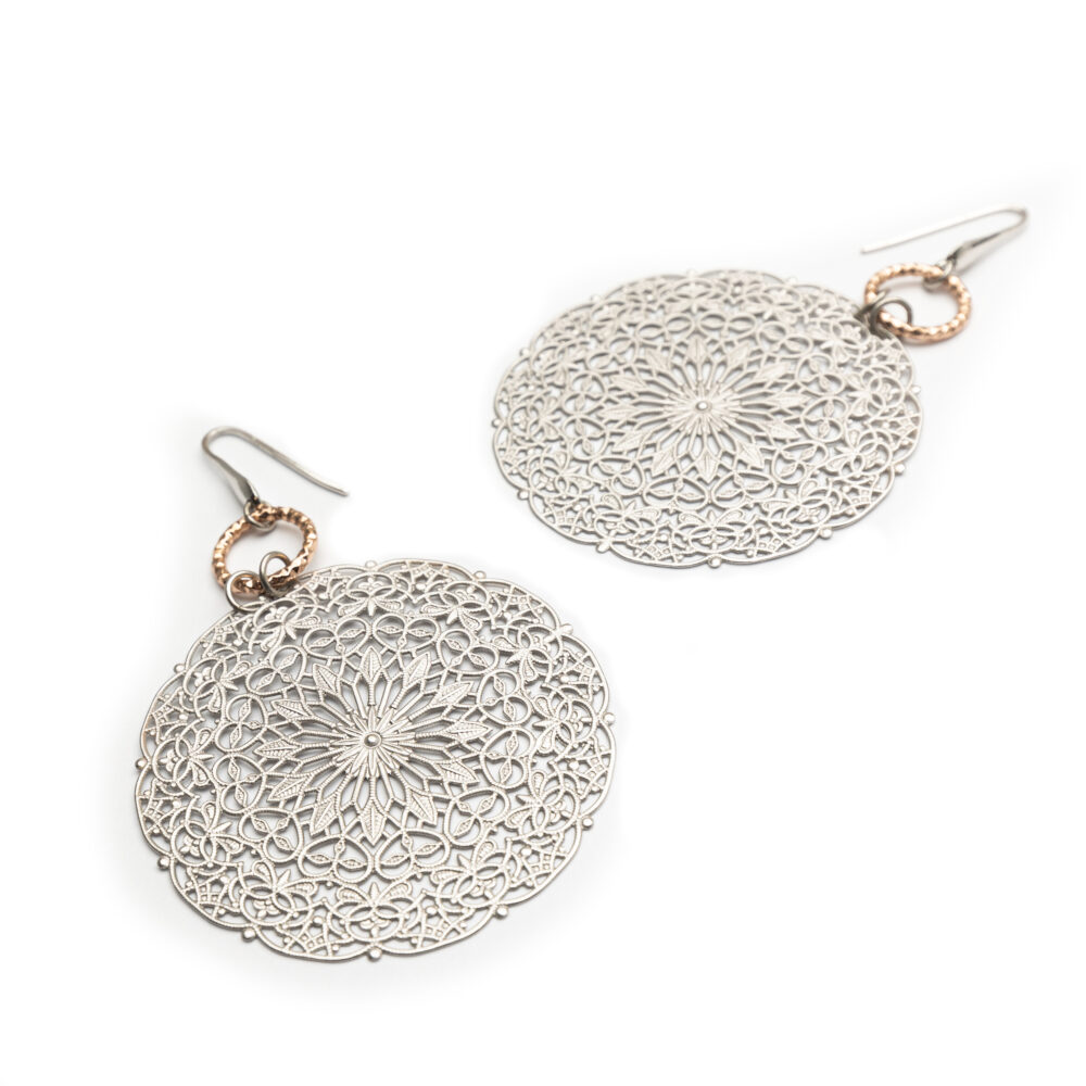 Brass Silver Plated Designed Earrings.