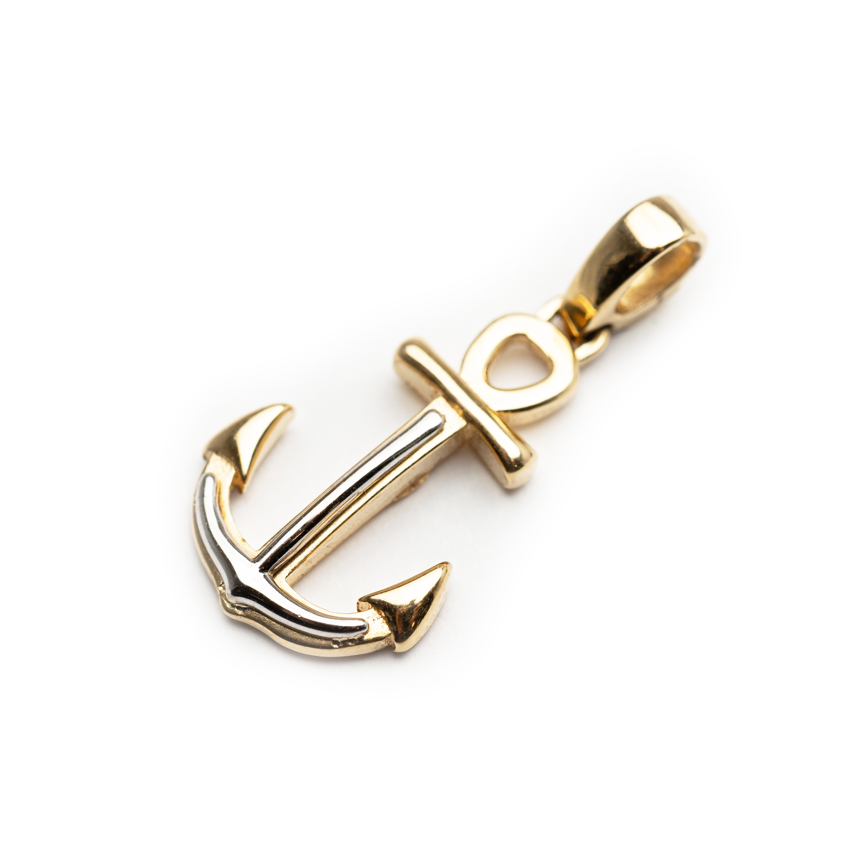 18kt White And Yellow Gold Anchor Pendant.