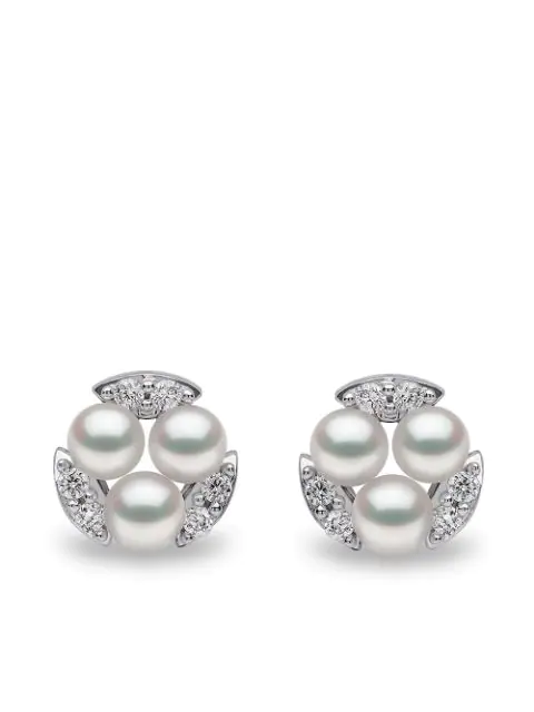 Akoya Pearl And Diamond Stud Earrings