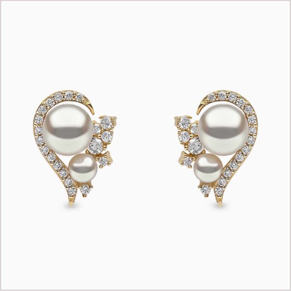 Freshwater Pearl And Diamond Stud Earrings